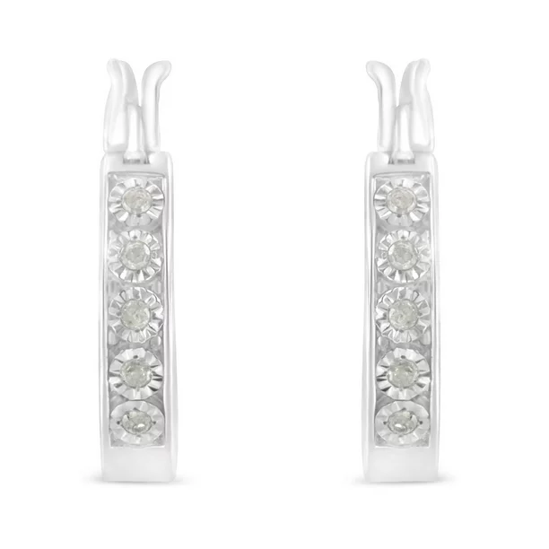 Sterling Silver 1/10ct TDW Rose cut Diamond Hoop Earrings (I-J, I3-Promo)