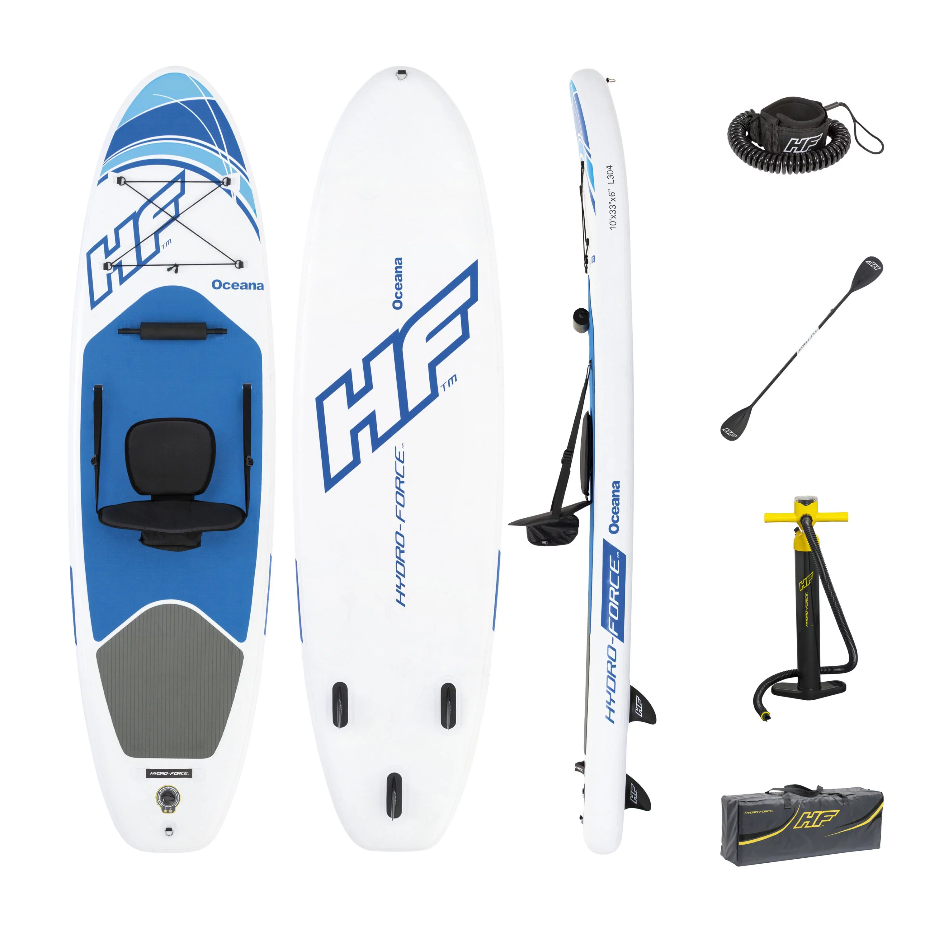 Hydro-Force Oceana 10ft 2-in-1 Inflatable Stand-Up Paddleboard/Kayak Set, Original