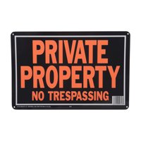 Hy-Ko Aluminum Private Property No Trespassing Sign, 9.25 x 14 inch, Bold Orange and Black Colors