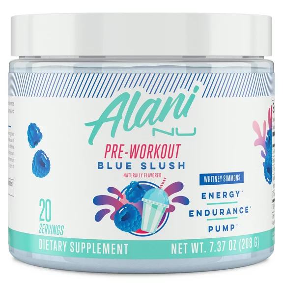 Alani Nu Pre-Workout Powder, Blue Slush, 7.3oz, 20 Servings