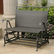 Pemberly Row Patio Glider Loveseat in Antique Black