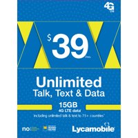 Lycamobile $39 Unlimited 30 Day Plan with International Calling (with 7GB of high speed data, then 2G) (Email Delivery)