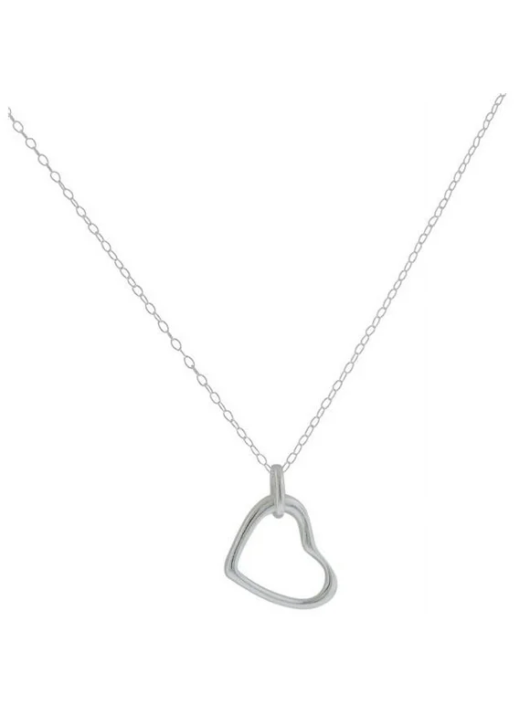 Sterling Silver Open Heart Pendant with Chain
