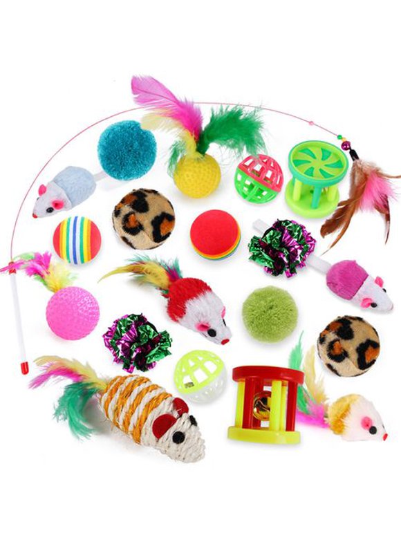 KABOER 20Pcs Pet Cat Toys Set Bulk Mice Balls Pet Kitty Kitten Play Ball Toy Set(Multicolour)