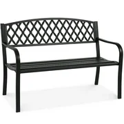 Best Choice Products 50in Steel Garden Bench for Outdoor, Yard, Porch, Patio Furniture Chair w/ Cross Design Backrest