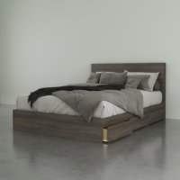 Nexera Flora 3-Drawer Storage Bed with Headboard, Bark Grey