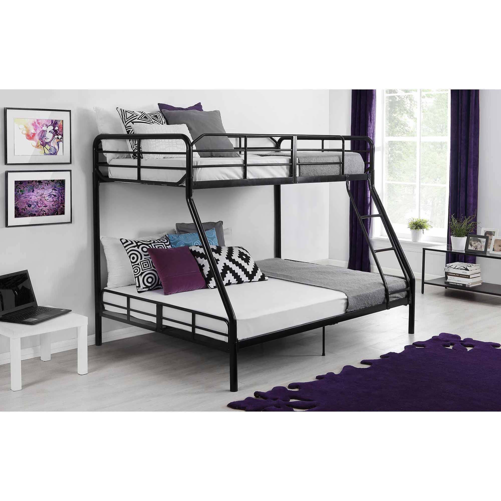 image 4 of Mainstays Twin Over Full Metal Sturdy Bunk Bed, Black