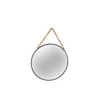 Urban Trends Collection 41167 Metal Round Wall Mirror with Top Rope Hanger, Distressed Black - Large