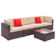 UBesGoo 5-Piece Outdoor Patio Sectional Sofa Set with Cushions Beige