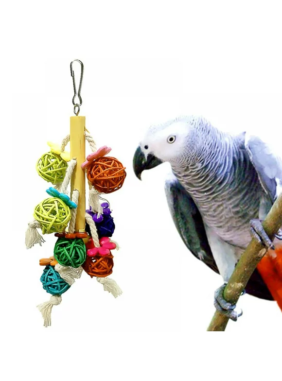 Bird Chewing Toys,Bird Parrot Shredder Toy Foraging Hanging Cage Chew Toy Swing with Rings Parrot Foraging Hammock for Cockatiel Conure African Grey Parakeets