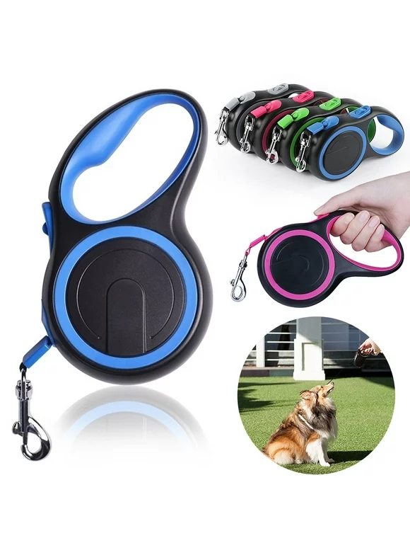 Goory Retractable Dog Leash 16 ft Dog Leash for Small to Large Dogs Up to 110 lbs, Easy Single Lock/Release Button and Ergonomic Handle Heavy Duty -Free Nylon Ribbon Leash