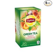 Lipton Green Tea Bags, Peach Paradise, 20 ct, Pack of 6 (Packaging May Vary)
