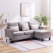 URHOMEPRO L-Shape Mid Century Sofa, 76"W Modern Reversible Sectional Sofa w/ Ottoman, High-End Couches and Sofas, Heavy Duty Living Room Furniture Couch, Comfort Fabric Sofa Set, Light Gray, Q15375