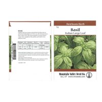 Basil Herb Garden Seeds - Italian Large Leaf - 3 Gram Packet: Approx 2000 Seeds - Non-GMO, Heirloom - Culinary Herb Gardening