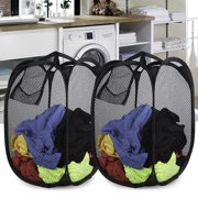 TSV Mesh Large Laundry Basket, Collapsible Laundry Hamper, Foldable Clothes Bag, Folding Washing Basket, with Heavy-Duty handles