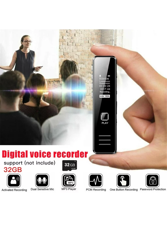 Digital Voice Recorder Voice Activated Recorder with Playback, Small Tape Recorder for Lectures, Meetings, Interviews, MP3