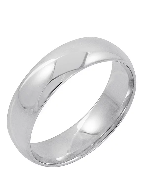 Men's 10K White Gold 6mm Comfort Fit Plain Wedding Band  (Available Ring Sizes 8-12 1/2) Size 9.5