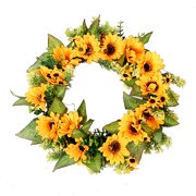 Christmas Simulation Sunflower Wreath Front Door Window Hanging Garland Home Xmas Party Decorations Ornament
