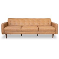 Mid Century Modern Harvey Tan Leather Sofa