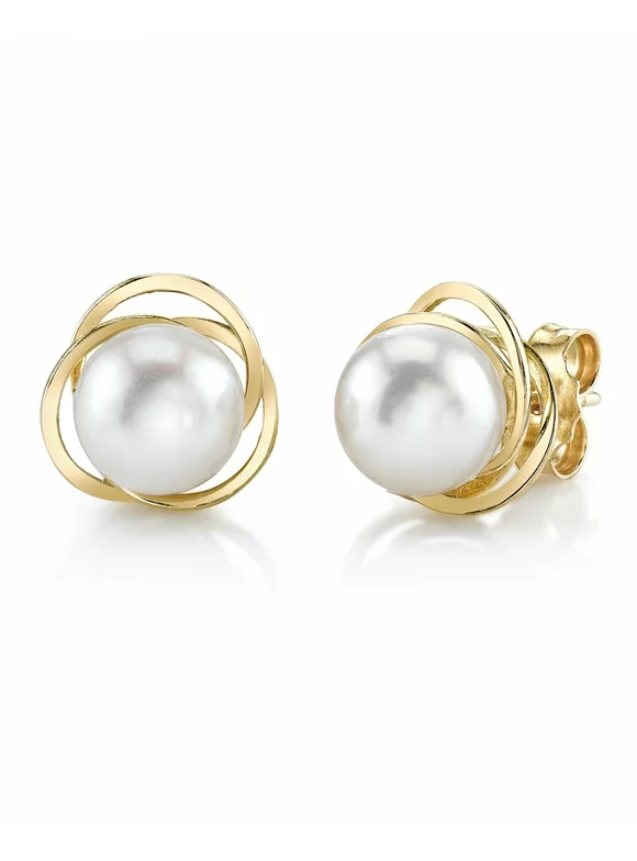 14K Gold 9mm White South Sea Cultured Pearl Lexi Earrings