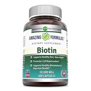 Amazing Formulas Biotin - 10000 Mcg, 400 Capsules - Supports Healthy Hair, Skin & Nails - Supports Cell Rejuvenation - Supports Healthy Metabolism & Digestive Health
