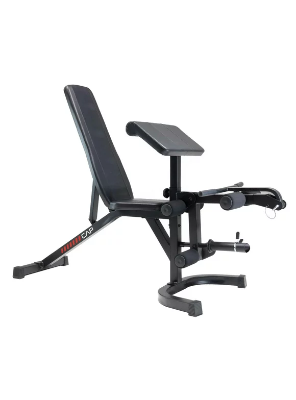 CAP Deluxe Adjustable Utility Weight Bench with Preacher Curl and Leg Press Attachment