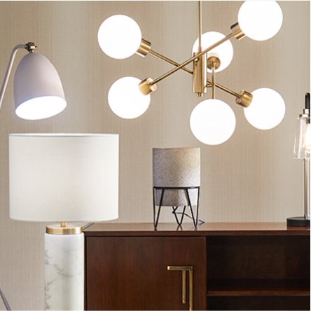A sputnik chandelier and modern lamps and lighting. Shows which lighting is best for home. Links to the best lighting buying guide for your home.