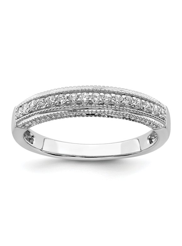 0.20ct. CZ Solid Real 14k White Gold Wedding Band Ring