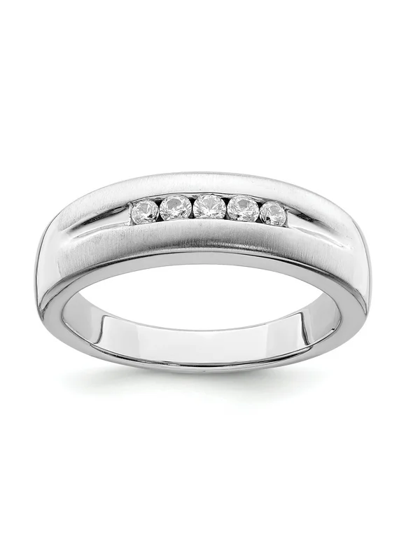 0.22ct. CZ Solid Real 14k White Gold Men's Bridal Wedding Band Ring