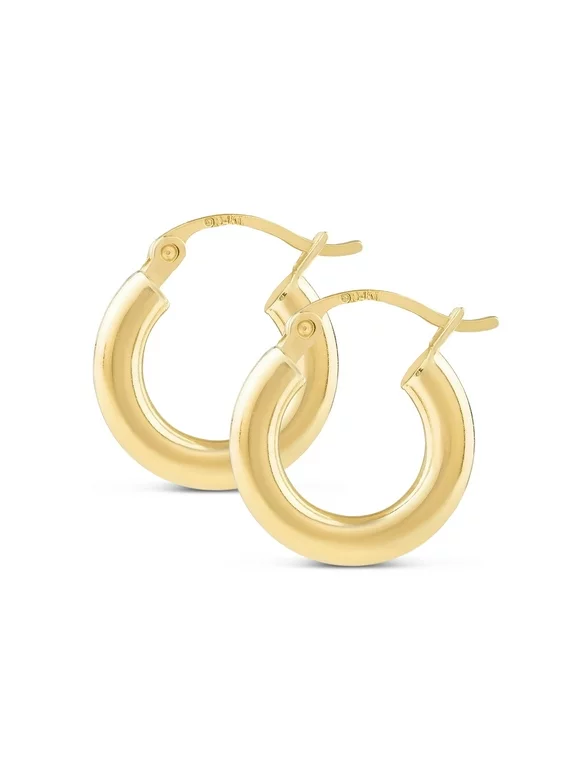 14KT Hinged 3MM Thick Premium Gold Hoops Fashion Earrings