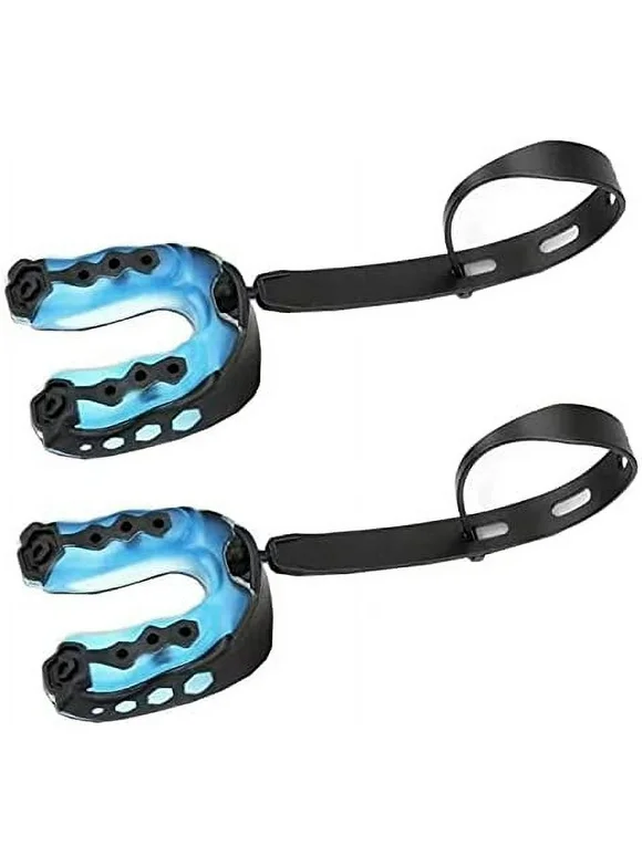 2Pcs Football Mouth Guard with Strap, Soft Youth Mouth Guard Professional Sports Mouthguard for Boxing, Football, Basketball, Rugby, MMA, Lacrosse Goggles, Hockey & Karate