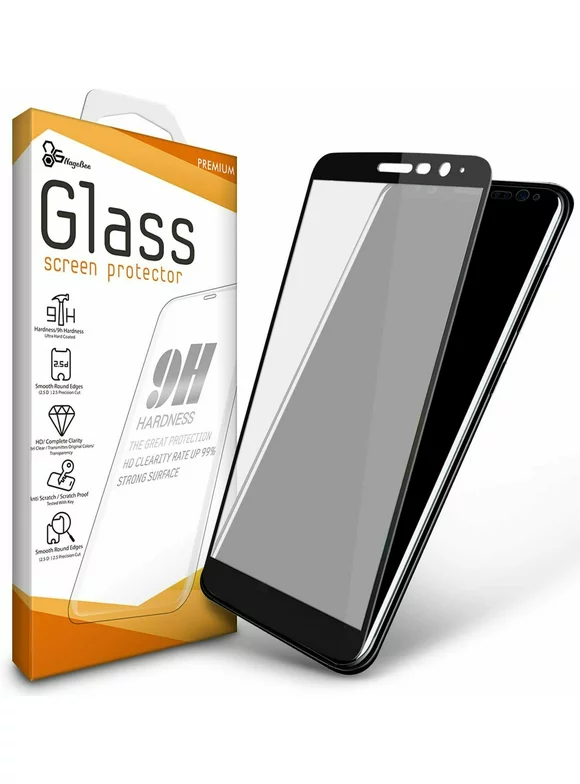 [3-Pack] Nagebee for Samsung Galaxy A03S Tempered Glass Screen Protector [Full Screen Coverage HD], Anti-Scratch, Bubble Free, Shatterproof, Easy Installation (Black Frame)