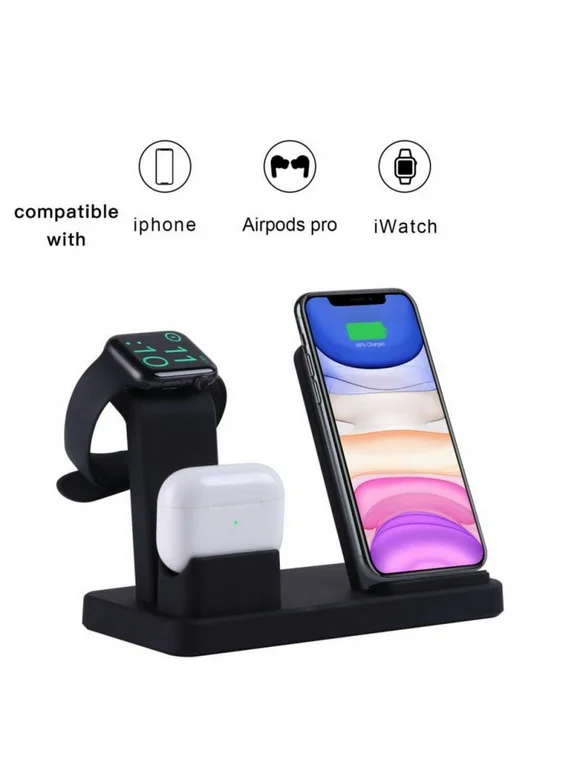 3 in 1 Wireless Qi Fast Charger Dock Stand for AirPods & Apple watch and iPhone