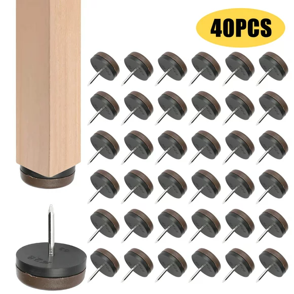 40pcs Thickened Furniture Felt Pad, EEEkit 1.1" Round Heavy Duty Nail-on Nylon Slider Glide Pad for Tile Floor Protector