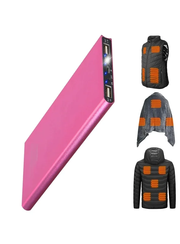 5V 2.1A Power Bank for Heated Vest, iMounTEK 20000mAh Battery Pack for Heated Jacket, Dual USB Power Bank for Heated Clothing Blanket Gloves for Men Women, Hot Pink