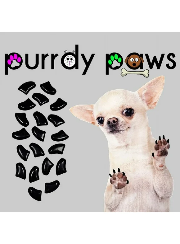 6 Month Supply - Purrdy Paws Black Soft Nail Caps for XXL Dog Nails - Extra Adhesives