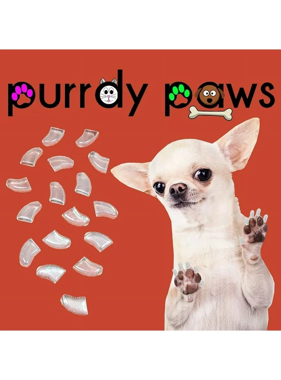6 Month Supply - Purrdy Paws Clear Soft Nail Caps for XXL Dog Nails - Extra Adhesives
