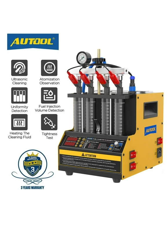 AUTOOL CT160 Automotive Fuel Injector Cleaner and Tester Machine, 2000ml 4 Cylinder Car Ultrasonic Wave Injector Cleaner Petrol Injection Tester Cleaning Kit Tester for Cars Motorcycles