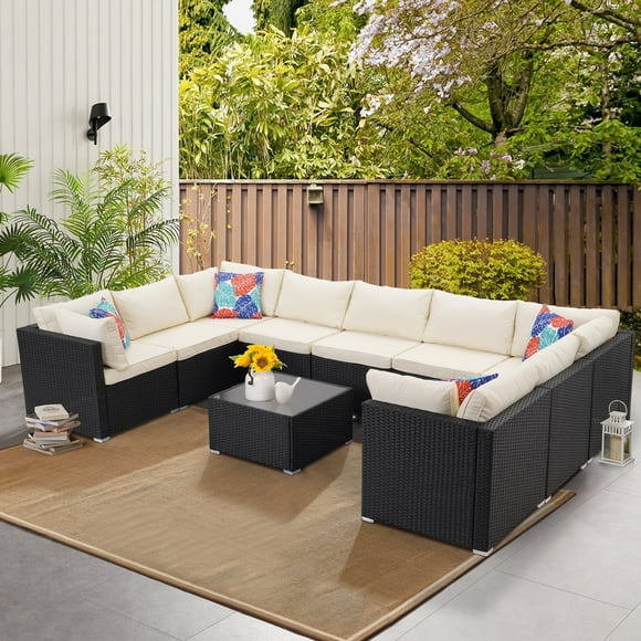 Ainfox 10 Pcs Outdoor Patio Furniture Sofa Set on Sale, Beige