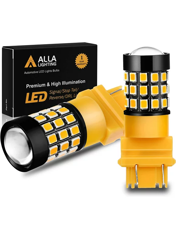 Alla Lighting 3157 LED Bulbs Super Bright 3156 3056 3157KX 4157 3457 4157NAK 3757 T25 Wedge LED Turn Signal Lights Blinker Lights, Amber Yellow