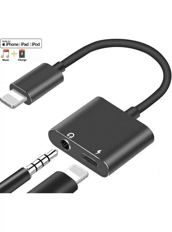 Apple MFi Certified Lightning 3 5 mm Headphone Adapter Dual Ports Dongle Charger Jack AUX Audio Earphone Accessory iPhone 11 11 Pro X 8 7 Plus 8 Plug
