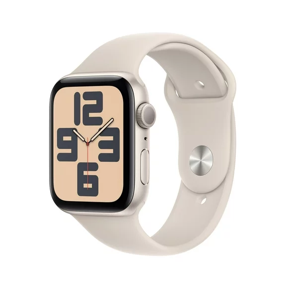 Apple Watch SE (2nd Gen) GPS 44mm Starlight Aluminum Case with Starlight Sport Band - M/L. Fitness & Sleep Tracker, Crash Detection, Heart Rate Monitor