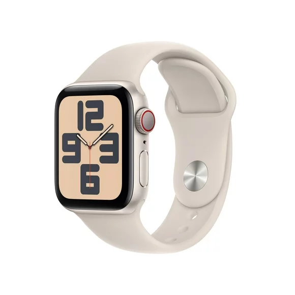 Apple Watch SE (2nd Gen) GPS + Cellular 40mm Starlight Aluminum Case with Starlight Sport Band - S/M. Fitness & Sleep Tracker, Crash Detection, Heart Rate Monitor