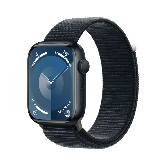 Apple Watch Series 9 GPS 45mm Midnight Aluminum Case with Midnight Sport Loop. Fitness Tracker, Blood Oxygen & ECG Apps, Always-On Retina Display