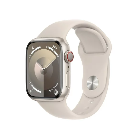 Apple Watch Series 9 GPS + Cellular 41mm Starlight Aluminum Case with Starlight Sport Band - S/M. Fitness Tracker, Blood Oxygen & ECG Apps, Always-On Retina Display