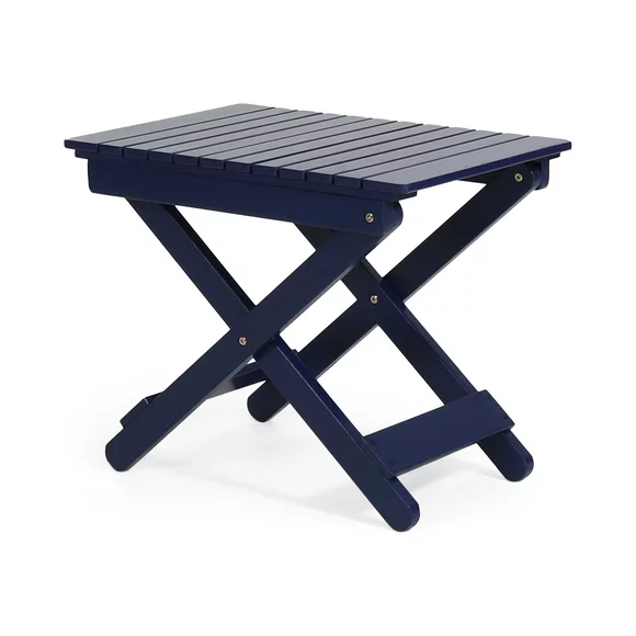 Ariel Outdoor Wood Side Table, Navy Blue