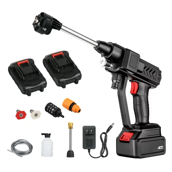 Aumotop Cordless Power Washer, 30Bar 300W High Power Washer Machine, 6 in 1 Nozzle Electric High Power Washer 2 Rechargeable Battery Powered, Handheld Power Cleaner Water Gun