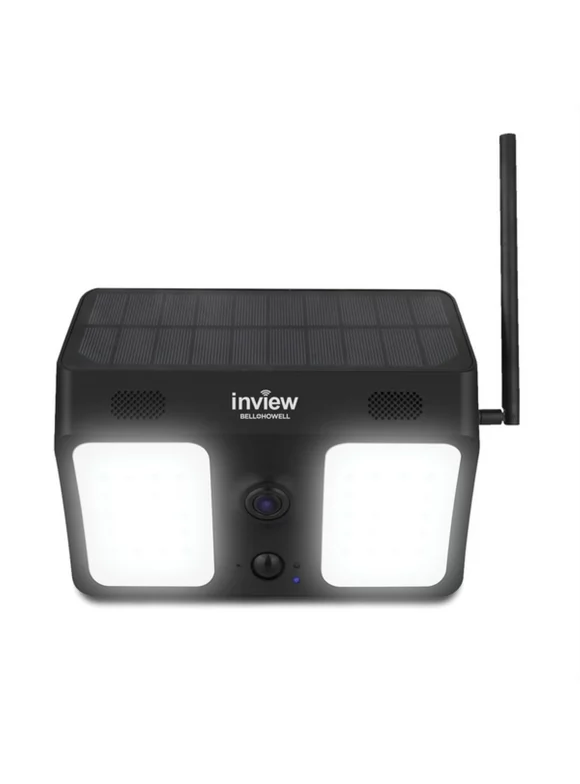 Bell+Howell BHSLC1-BK Inview Smart 1080p Wi-Fi Solar Security Camera with 800-Lumen Floodlights