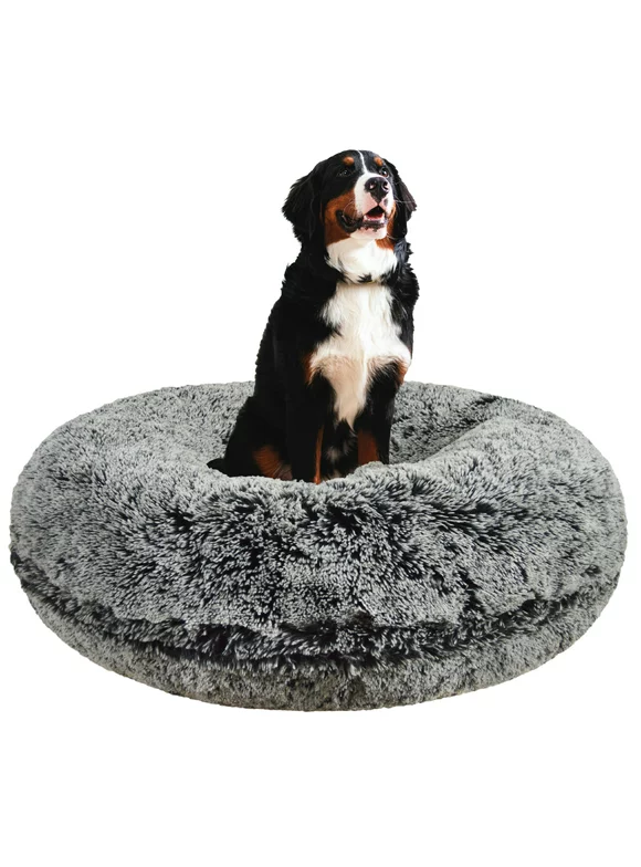 Bessie and Barnie Signature Midnight Frost Luxury Shag Extra Plush Faux Fur Bagel Pet/ Dog Bed