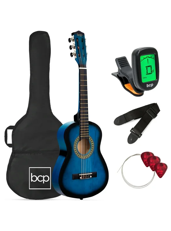Best Choice Products 30in Kids Acoustic Guitar Beginner Starter Kit with Tuner, Strap, Case, Strings - Blueburst